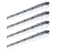 Lampe LED pour locaux humides 60cm blanc froid Plafonnier LED d'atelier, branchement en série jusqu'à 20 pièces, tube IP65, 18W 2160 lm 6400K, LxlxH 60x7,8x7,2 cm, set de 4 pièces
