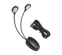 Lampe LED pour pupitre de musique, lampe à pince à double tête réglable avec 8 lumières LED et câble USB, lampe de lecture à pince adaptée au pupitre de piano/pupitre/bureau