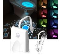 Lampe LED pour Toilette,Lumières de toilettes à l'intérieur,Lampe LED 16 couleurs Veilleuse WC,veilleuse detecteur de mouvement salle de bains,Étanche et Rechargeable,Adaptée N'importe Quelle Toilette