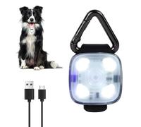 Lampe LED rechargeable à clipser pour collier de chien - Lampe de sécurité USB étanche pour chien, chat et propriétaire - Idéale pour la promenade nocturne, la course et le camping (blanc)