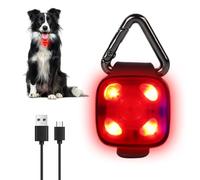 Lampe LED rechargeable à clipser pour collier de chien, lampe de sécurité USB étanche pour chien, chat et visibilité du propriétaire, idéale pour la promenade nocturne, la course et le camping (rouge)