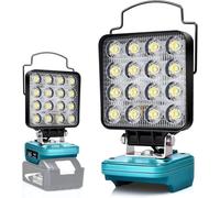 Lampe Led Rechargeable Pour Batterie Makita 18V,48W Baladeuse Lampe de Chantier Alimenté Par Pile, Projecteur Led Rechargeable avec Charge Type C & USB (Sans Batterie)