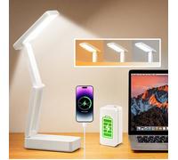 Lampe LED Rechargeable Sans Fil Pliable Portable Lampe de Table Pliable 6000mAh, 3 Couleurs Lumière Dimmable Pour Bureau et Chevet