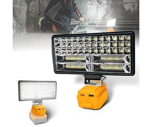 Lampe LED sans Fil pour Batterie Dewalt 18V/20V, 90W Baladeuse Lampe 6800LM de Chantier Alimenté Par Pile, Projecteur Portable avec Charge Type C & USB la Pêche,Camping, Garage (Sans Batterie)