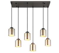 Lampe LED suspendue 6 flammes, verre chromé, lampe de table noire, 6x 9W 6x 810lm blanc chaud, L x H 83 x 120 cm