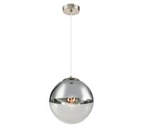 Lampe LED suspendue Boule de verre Lampe de table à manger Lampe suspendue de salon argentée claire, 11W 1055lm blanc chaud, DxH 30 x 120 cm