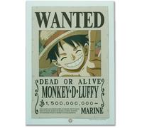 Teknofun Néon mural LED One Piece – Luffy Wanted 30 cm, USB, 2 supports, Marron/Beige/Blanc