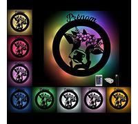 Lampe Led USB Murale En Bois Gravé avec changement de couleur - Veilleuse Déco Vache Avec Prénom Personnalisé Pour Garçons Et Filles - Idée De Cadeau Pour Anniversaires, Baptêmes, Naissance