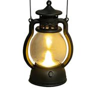 Lampe LED vintage en forme de lanterne à huile | Alimentée par piles - Lanterne rétro au kérosène à suspendre - Lanterne de camping sans flamme pour table de chevet, bureau, table, étagère