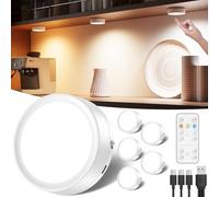Lampe LED Vitrine Sans Fil - 1600mAh Lampe Placard LED Rechargeable USB avec Télécommande Spot LED Dimmable Lumiere Cuisine Sous Meuble Adhesif Veilleuse Autocollante pour Armoire Dressing Escalier