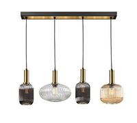 Lampe linéaire noire modèle NORMA 4 suspension en verre SCHULLER
