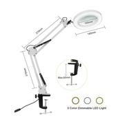 Lampe loupe 3 Couleurs 72 LED, grossissement 8X/10X, alimentée par USB, for réparation électronique, Lampe de Bureau et Soins beauté précision(Long White)