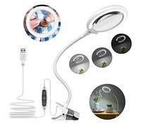 Lampe loupe 3X avec Pince USB, Lampe loupe à Pince à lumière du Jour avec 6 réglages d'éclairage réglables, loupe avec lumière LED pour Lire Les travaux manuels, Les Loisirs de Couture