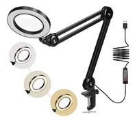 Lampe Loupe 72LED 5X Loupe de Daylight Bureau avec Pince Métal Modes 3 couleurs Dimmable pour Réparation l'artisanat Couture