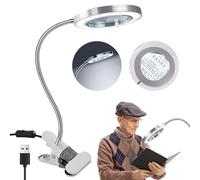 Lampe Loupe 8X Mitening avec Pince USB, Lumière LED et Support, pour Personnes Âgées, Faible Vision, Loisirs, Travaux Manuels