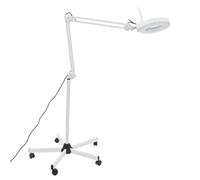 Lampe loupe grossissante 8x et lumière annulaire 2400 lm avec protection contre la poussière, loupe réglable en hauteur avec lumière sur roulettes pour travaux manuels, couture, réparation