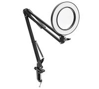 Lampe Loupe LED 5X Lampe Loupe LED avec Pince 3 Modes de Couleur pour Travaux Manuels, Lecture, Travaux Rapprochés Bras Réglable (Noir)