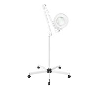 Lampe loupe LED avec grossissement 8X, 24 W, sur pied avec roulettes et bras pivotant, lampe grossissante avec 120 LED pour cosmétiques, salon de manucure, artisanat, électronique et lecture