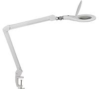 Lampe loupe LED Lentille en verre 127mm (5 pouces) Pince de table blanche