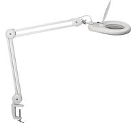 Lampe loupe LED Lentille en verre 127mm 5 pouces Pince de table blanche avec couvercle, tête ronde