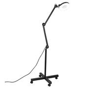 Lampe Loupe LED Sur Pied, Lampe loupe Noire 5X Lampadaire Pliable et Portable avec Bras Pivotant pour Salon de Beauté et Maison