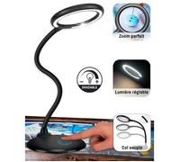 Lampe Loupe - Loupe Eclairante - LED - Grossissement 3X - Luminosité Réglable - Lecture, Bureau,Broderie, Travaux de Précision