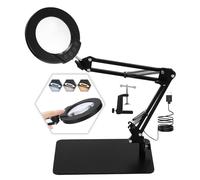 Lampe loupe sur Pied,Lampe de Bureau Loupe, 10X Loupe avec Lumière et Support, Lampe Loupe LED avec Bras Pivotant,Lampe de Bureau avec 3 Modes de Couleurs Réglables pour Lecture,Réparation,Artisanat