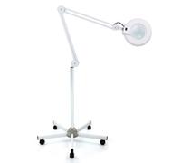 Lampe Loupe sur Pied Loupe sur Pied avec Eclairage Rotation à 180° avec roulettes Lampe Loupe Professionnelle Lampe Esthetique,5 Fois Le Taux D'agrandissement(Blanc)