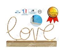 lampe love lumineuse blanche veilleuse originale à piles LED décoration intérieure lampe à poser chambre ampoule néon avec socle