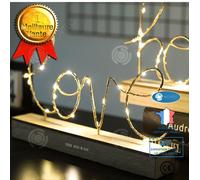Lampe Love Lumineuse Blanche Veilleuse Originale ¿¿ Piles Led D¿¿Coration Int¿¿Rieure Lampe ¿¿ Poser Chambre Ampoule N¿¿On Avec Socle Blanc
