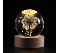 Lampe Ludosphere - Lampe Ludosphère Ludo - Veilleuse pour enfants - Boule de cristal galaxie 3D avec base LED colorée - Trèfle à quatre feuilles