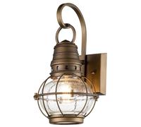Lampe Luminaire de Façade Applique Murale Lanterne Verre Transparent Alu Laiton