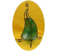 Lampe luminaire orientale marocaine, abat-jour lampadaire de table ou chevet en métal et cuir Henné et différentes couleurs -Coq gecko- 40 cm (vert)