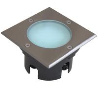 ChiliTec Spot encastrable au sol carré 70 mm plat 12 x 12 cm IP65 accessible et résistant au piétinement 2 ports Lampe d'extérieur