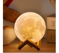 Lampe lune 3D Lampe 16 Couleur Avec support bois/Distant/Contrôle tactile Cadeaux pour les filles Femmes Petite amie Diamètre 18cm