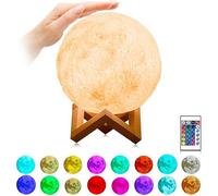 Lampe lune décorative - THE REPLICANT - Modèle 12 cm - 16 couleurs LED - Rechargeable USB - Support bois