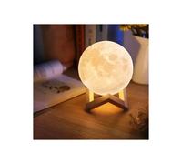 Lampe lune imprimée en 3D - 2 couleurs - Interrupteur tactile - Rechargeable - 15 cm