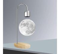 Lampe lune LED imprimée 3D avec téléphone sans fil - Lampe flottante rotative à 360° pour petite amie, maman, anniversaire, décoration de bureau (argent B)