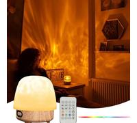 Lampe Lunie - Veilleuse et générateur de bruit Bluetooth, Lampes Luni avec abat-jour, enceinte Bluetooth, télécommande et 16 couleurs, Couverture complète à 360° (Originat Wood)
