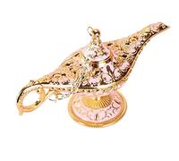 Lampe magique de la légende Aladdin - Veilleuse de nuit arabe - Vintage - Décoration de table - Cadeau - Objet de collection (or blanc)