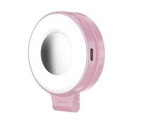 Lampe magnétique 3 en 1 pour selfie avec miroir - Anneau de téléphone portable rotatif à 360 ° avec clip lumineux LED, petite lumière portable à clipser pour selfies, enregistrement vidéo et appels