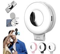 Lampe magnétique 3 en 1 pour Selfies, éclairage de beauté magnétique pour téléphone Portable, 3 Modes d'éclairage, Lampes LED Rechargeables à 360°, avec Miroir pour Selfies Maquillage(White)