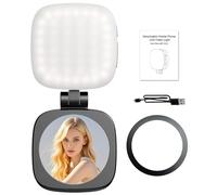 Lampe magnétique à selfie | Lumière LED magnétique pour selfie de téléphone, éclairage pliable réglable rechargeable avec miroir de maquillage pour appareil photo, ordinateur portable, tablette