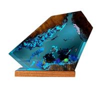 Lampe marine en résine, lampe de chevet en résine époxy, lampe marine, peinture en perspective sur le thème de la mer, petite lampe de nuit pour plongeurs (8 * 5in)