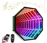 Lampe Miroir Infini RGB avec Télécommande et Application, Décoration Murale LED Changeante, Fonction Double Miroir et Lumière d'Ambiance pour Chambre, Salon, Bar et Salle de Jeu,A-50CM