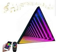 Lampe Miroir Infini RGB avec Télécommande et Application, Décoration Murale LED Changeante, Fonction Double Miroir et Lumière d'Ambiance pour Chambre, Salon, Bar et Salle de Jeu,B-50CM