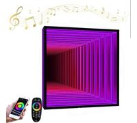 Lampe Miroir Infini RGB avec Télécommande et Application, Décoration Murale LED Changeante, Fonction Double Miroir et Lumière d'Ambiance pour Chambre, Salon, Bar et Salle de Jeu,C-70CM