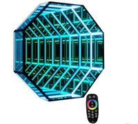 Lampe Miroir LED 3D à Tunnel Infini Miroir Infini LED RGB Multicolore, Synchronisation Rythme Musical, Contrôle à Distance, Déco Moderne pour Espace Intérieur A-50cm/19.7"