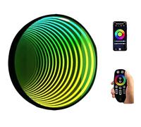 Lampe Miroir LED 3D à Tunnel Infini Miroir Infini LED RGB Multicolore, Synchronisation Rythme Musical, Contrôle à Distance, Déco Moderne pour Espace Intérieur C-50cm/19.7"