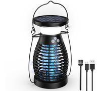 Lampe Moustiques,Solaire Lampe Anti Moustique UV 3 en 1 Anti Moucherons Electrique Exterieur Interieur,USB Rechargeable Appareil Tue Mouche Electrique 360° Attrape Mouche Insecte (Noir)